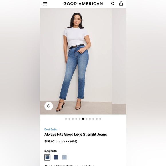 Good American Always Fits Indigo Straight Leg Jeans. Size 6-12. - Picture 14 of 16